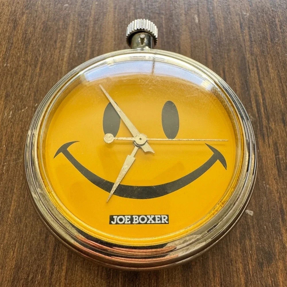 Vintage Joe Boxer Timex Smiley Face Quartz Pocket Watch NO CLIP 90s Y2K